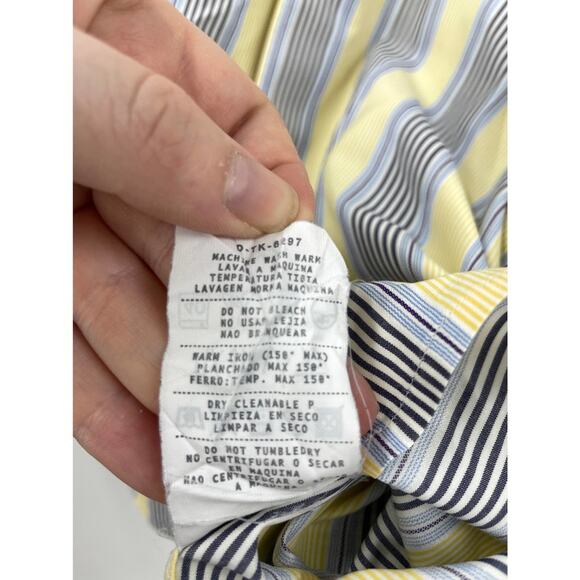 Ermenegildo Zegna Shirts Mens Size Large Button Down Long Sleeve Yellow Blue LOT - Picture 7 of 13